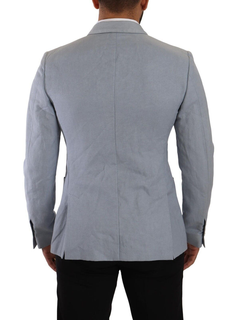 Dolce &amp; Gabbana blauwe katoen-linnen slim fit jas, blazer