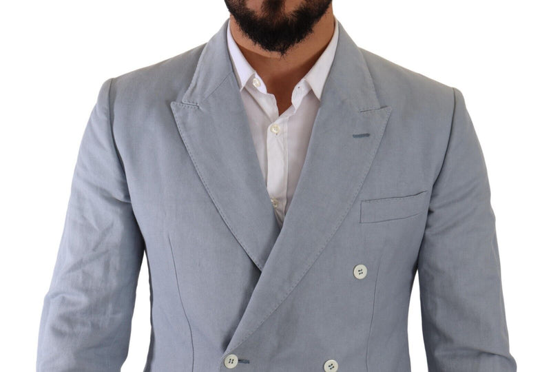 Dolce &amp; Gabbana blauwe katoen-linnen slim fit jas, blazer