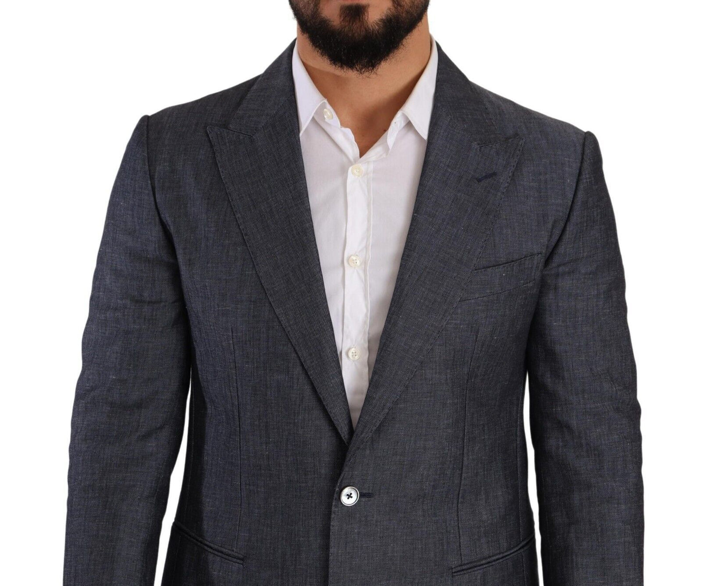 Dolce & Gabbana TAORMINA, veste-blazer en lin et coton bleu.