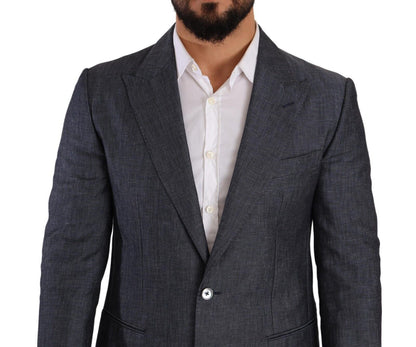 Dolce & Gabbana TAORMINA, veste-blazer en lin et coton bleu.