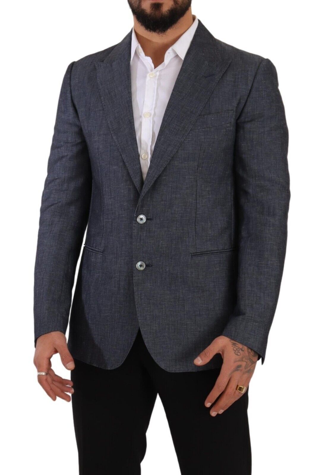 Dolce &amp; Gabbana TAORMINA, veste-blazer en lin et coton bleu.