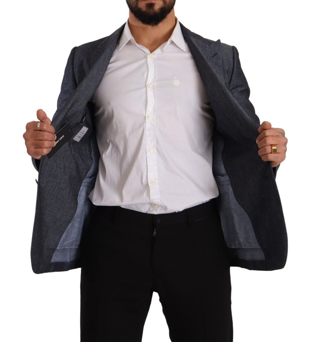Dolce &amp; Gabbana TAORMINA, veste-blazer en lin et coton bleu.