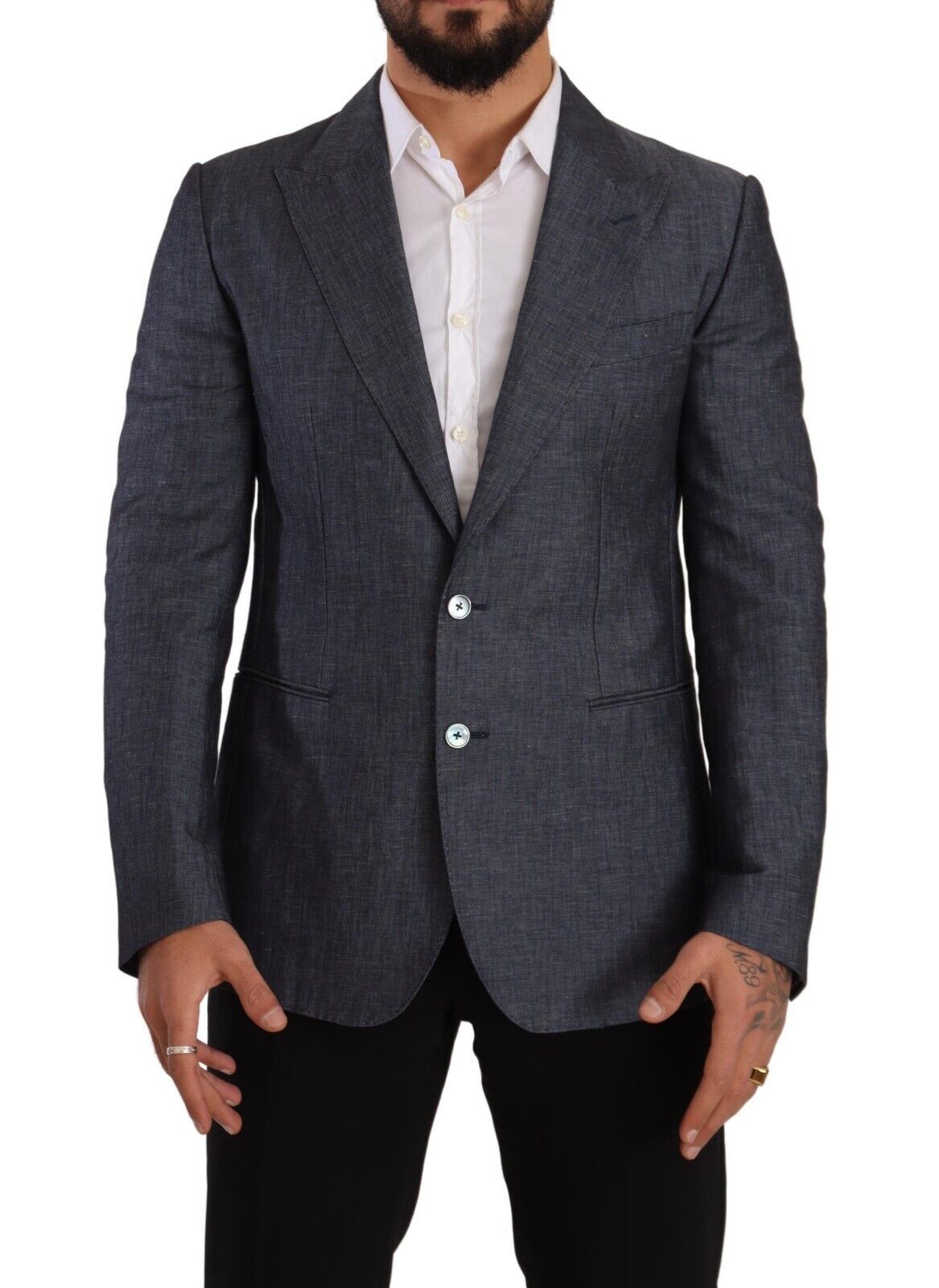 Dolce &amp; Gabbana TAORMINA, veste-blazer en lin et coton bleu.