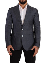 Dolce &amp; Gabbana TAORMINA, veste-blazer en lin et coton bleu.