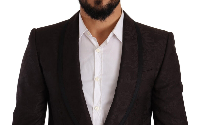 Dolce &amp; Gabbana paarse jacquard, enkelgeknopte SICILIA blazer