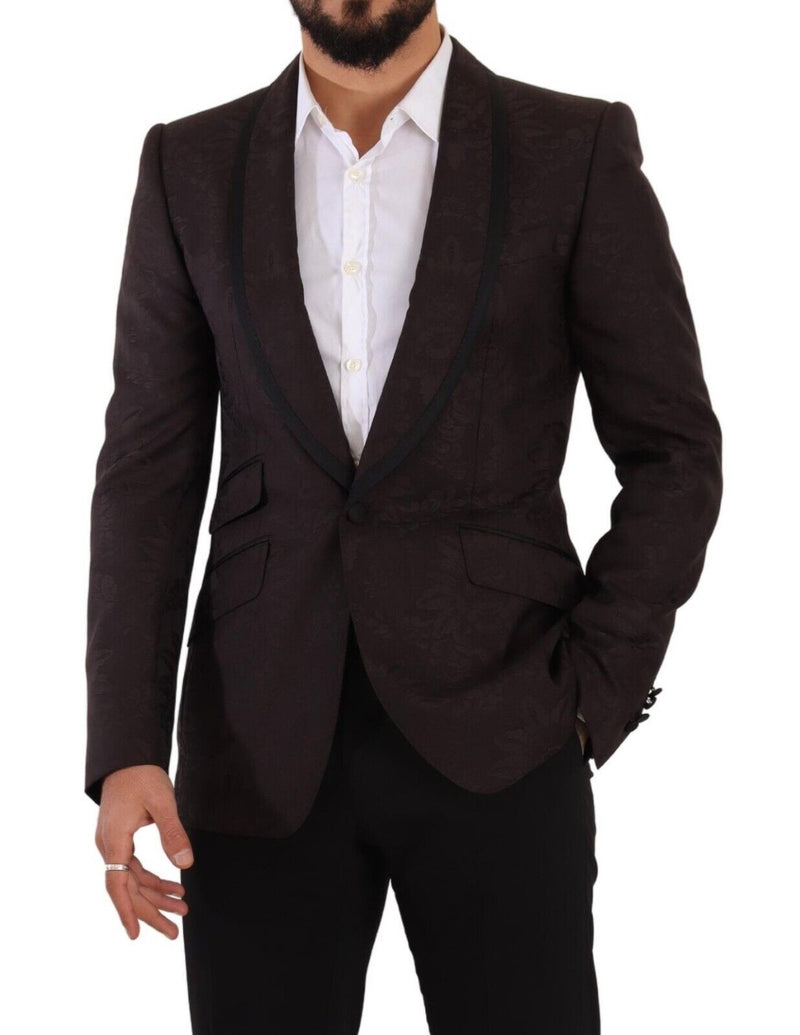 Dolce &amp; Gabbana paarse jacquard, enkelgeknopte SICILIA blazer