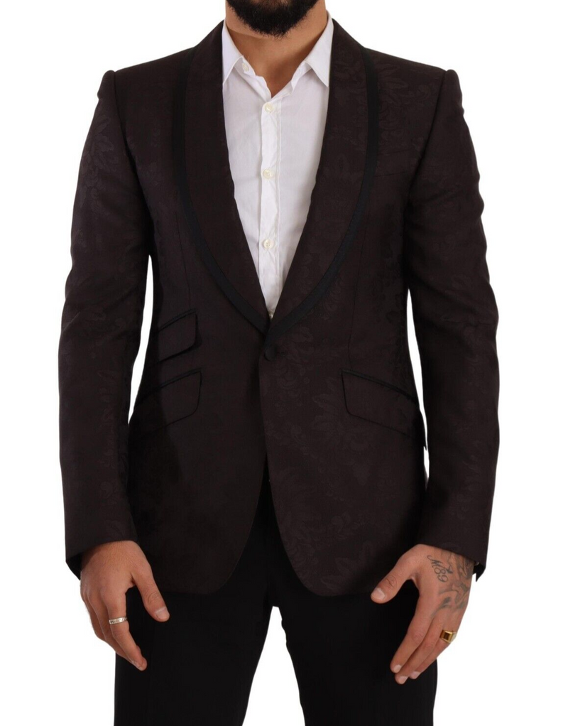 Dolce &amp; Gabbana paarse jacquard, enkelgeknopte SICILIA blazer