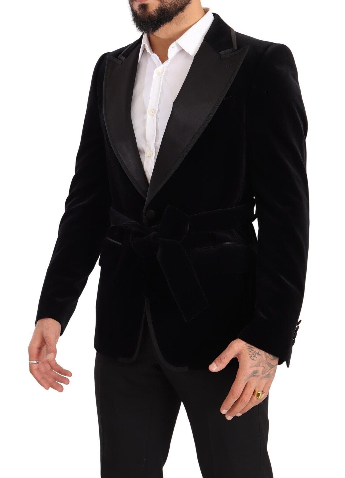 Dolce &amp; Gabbana Blazer en velours noir à simple boutonnage et un bouton