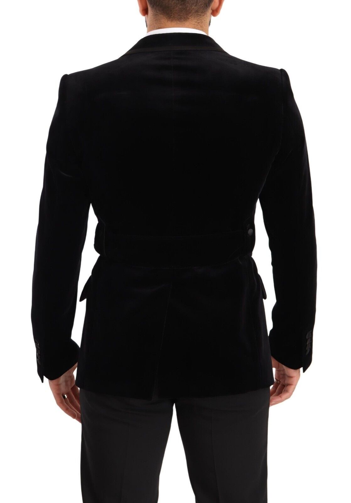 Dolce &amp; Gabbana Blazer en velours noir à simple boutonnage et un bouton