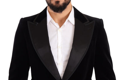 Dolce & Gabbana Blazer en velours noir à simple boutonnage et un bouton