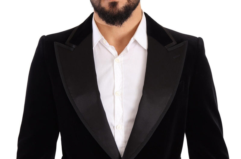 Dolce &amp; Gabbana Zwarte Fluwelen, Enkellaags, Eénknops Blazer