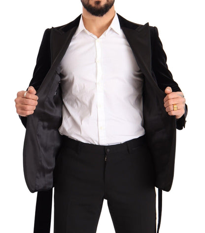 Dolce & Gabbana Blazer en velours noir à simple boutonnage et un bouton