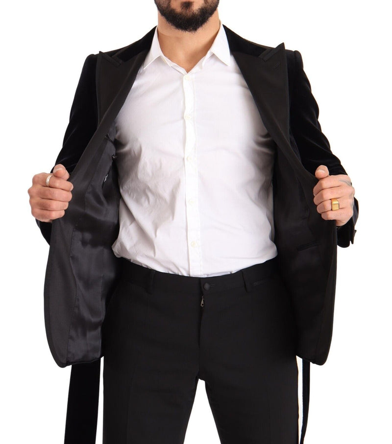 Dolce &amp; Gabbana Zwarte Fluwelen, Enkellaags, Eénknops Blazer