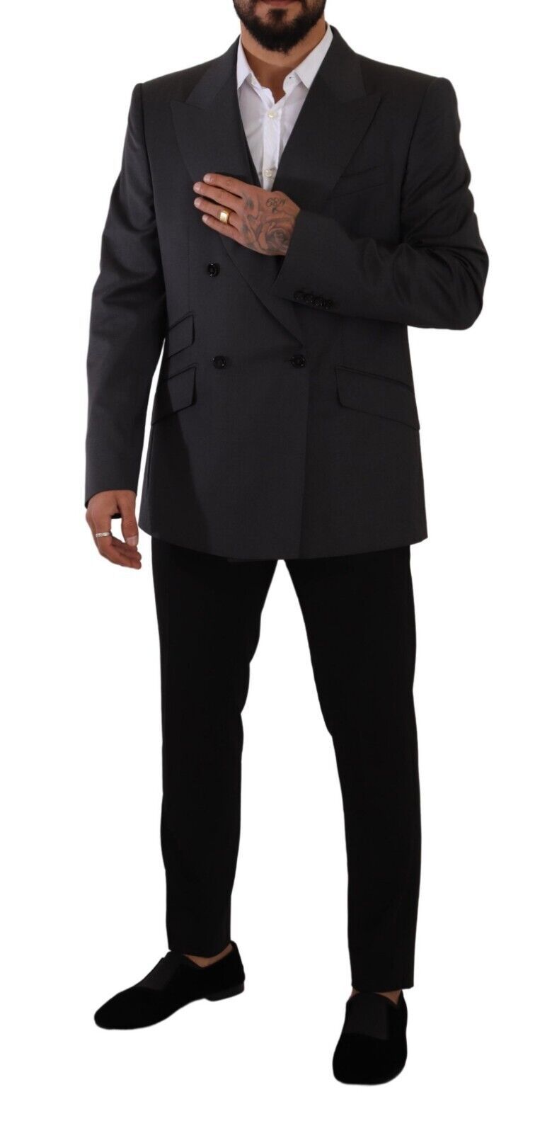 Dolce & Gabbana, blazer SICILIA gris à double boutonnage, 2 pièces
