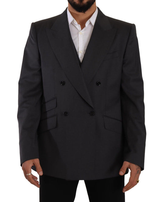 Dolce & Gabbana, blazer SICILIA gris à double boutonnage, 2 pièces