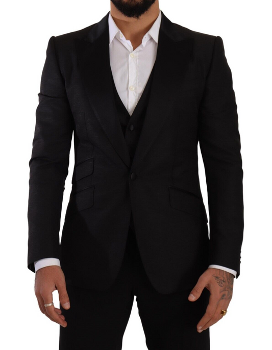 Dolce & Gabbana Blazer SICILIA Noir, coupe ajustée, 2 pièces