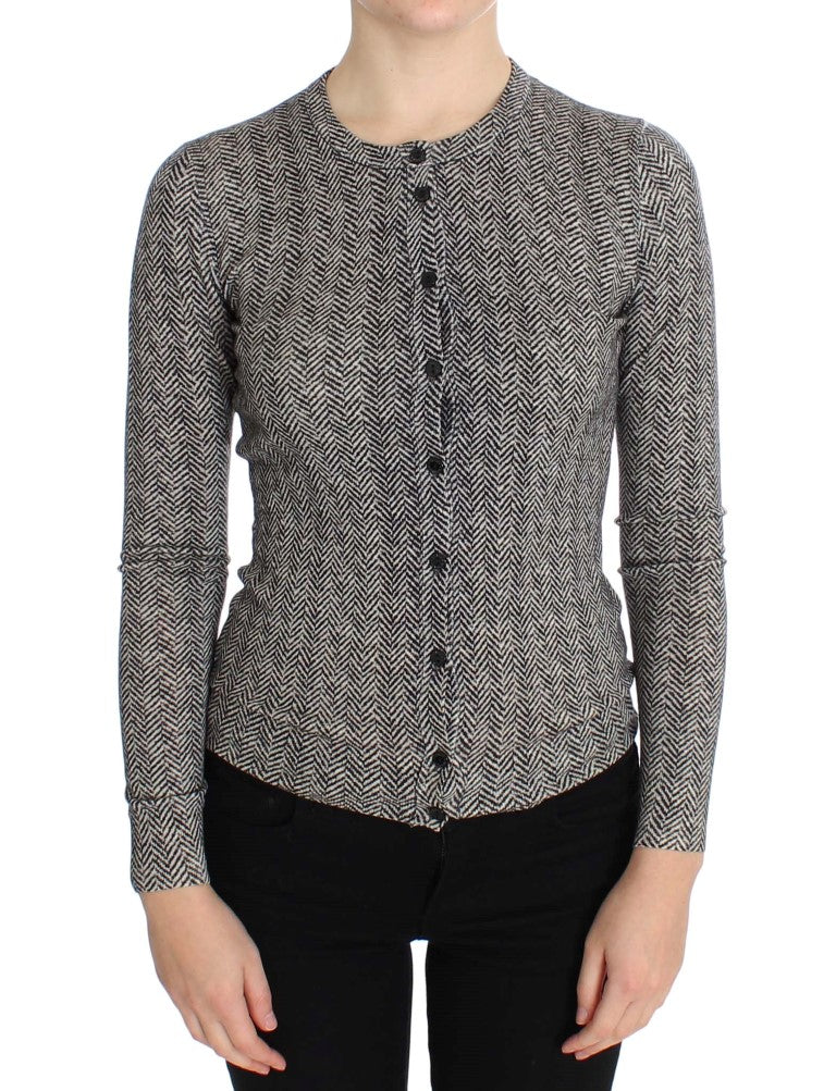 Dolce &amp; Gabbana Cardigan pull en laine noir et blanc