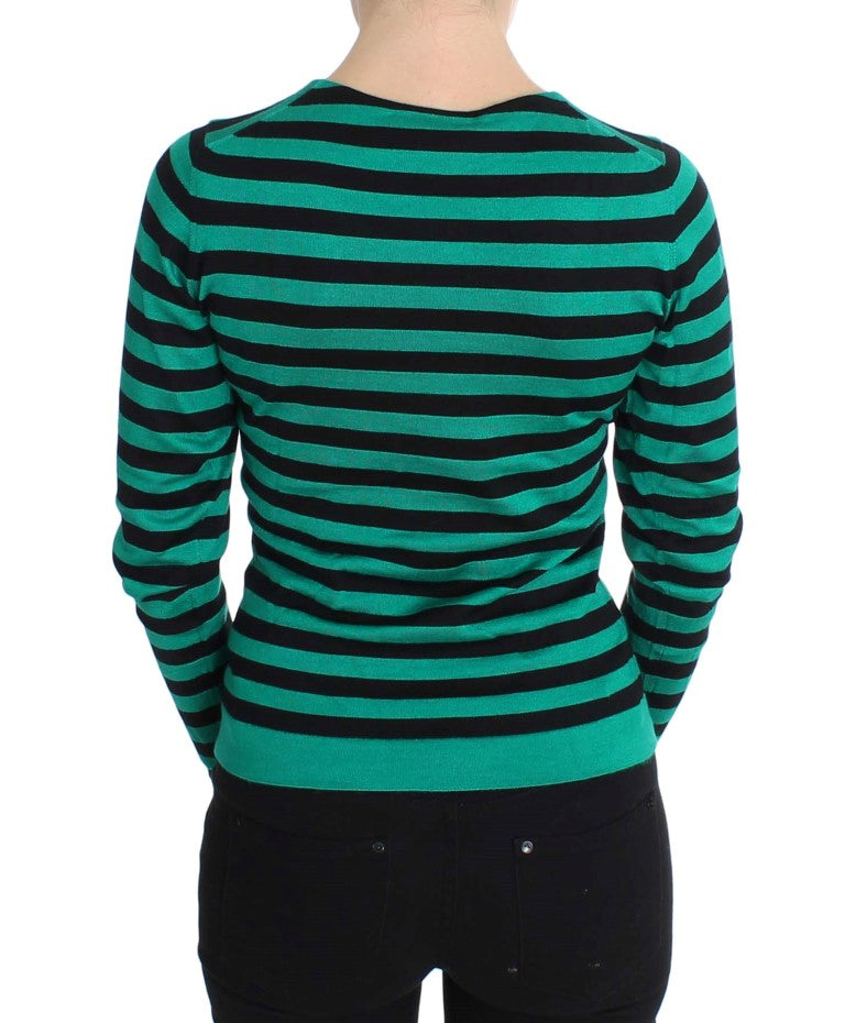 Pull en soie et cachemire vert et noir de Dolce & Gabbana