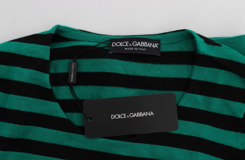 Pull en soie et cachemire vert et noir de Dolce &amp; Gabbana
