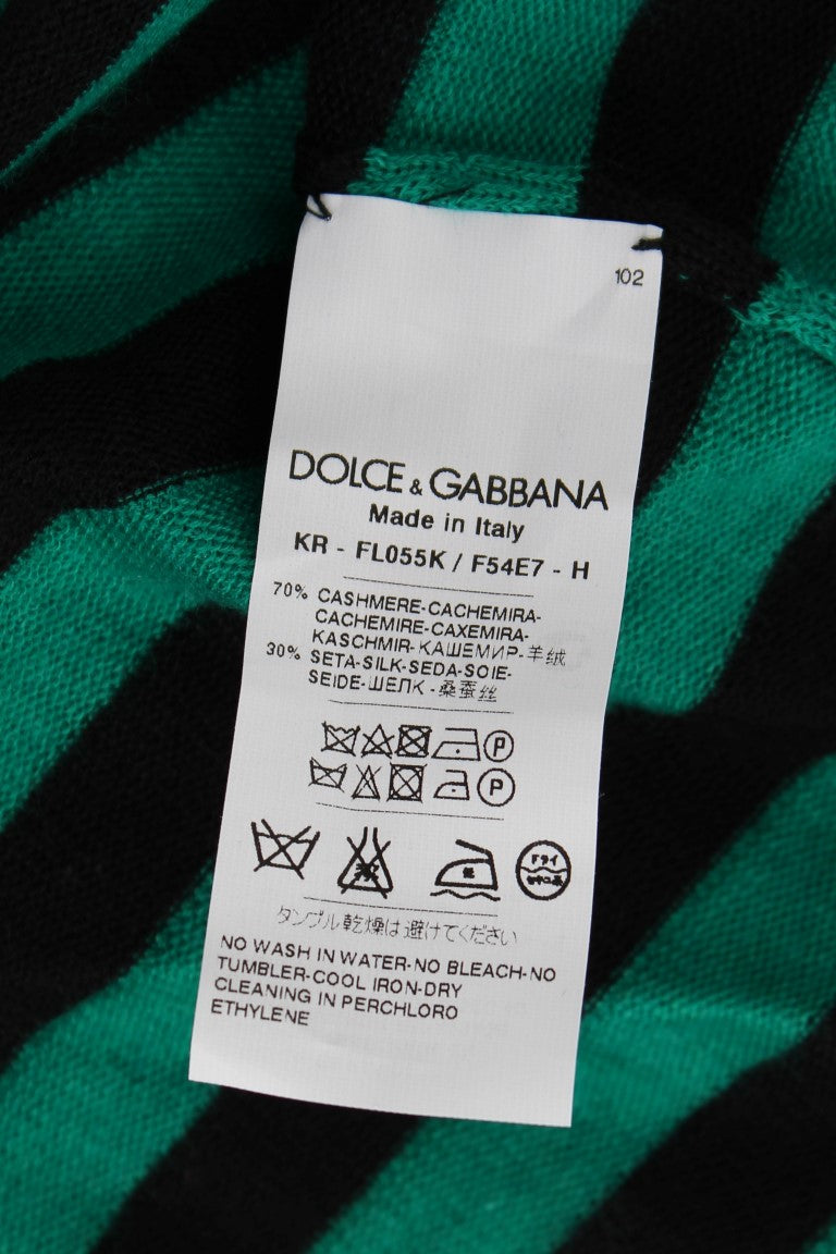 Pull en soie et cachemire vert et noir de Dolce & Gabbana