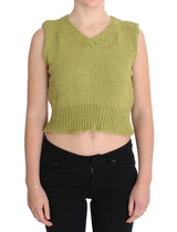 Pull sans manches en coton mélangé vert de PINK MEMORIES