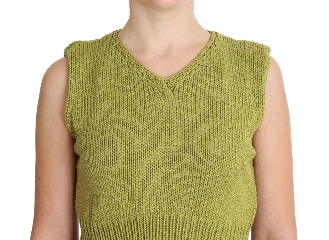 Pull sans manches en coton mélangé vert de PINK MEMORIES