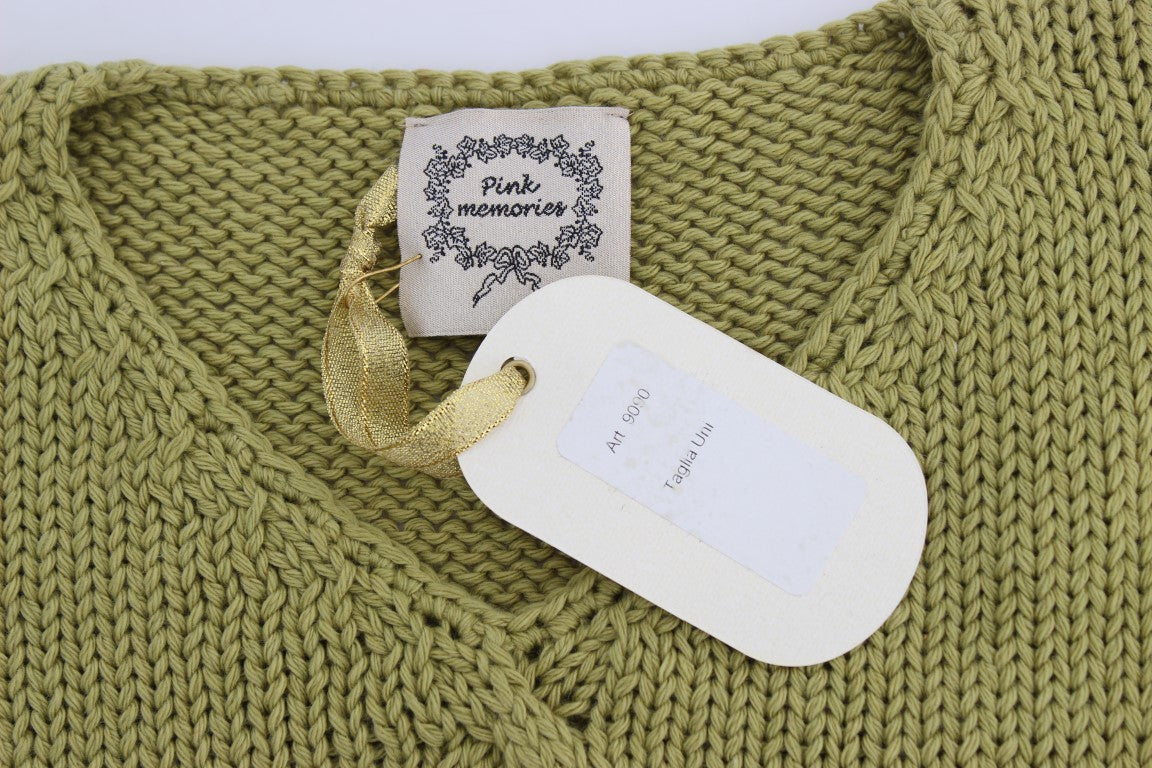 Pull sans manches en coton mélangé vert de PINK MEMORIES