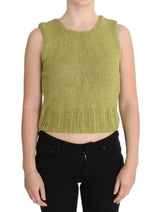 Pull sans manches en coton mélangé vert de PINK MEMORIES