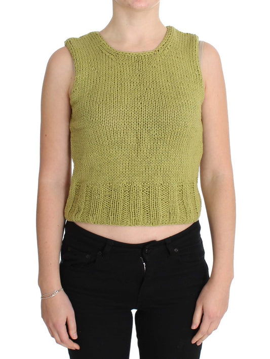 Pull sans manches en coton mélangé vert de PINK MEMORIES