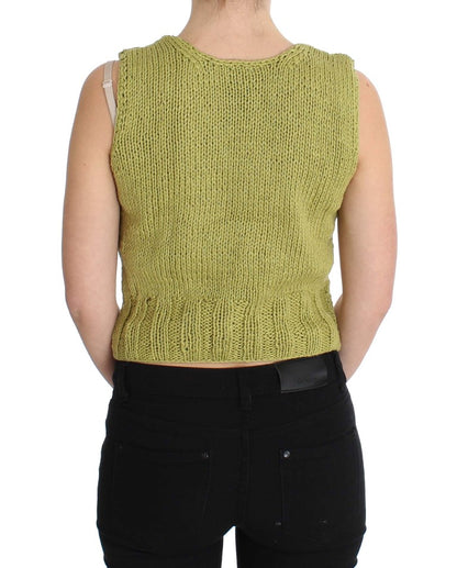 Pull sans manches en coton mélangé vert de PINK MEMORIES