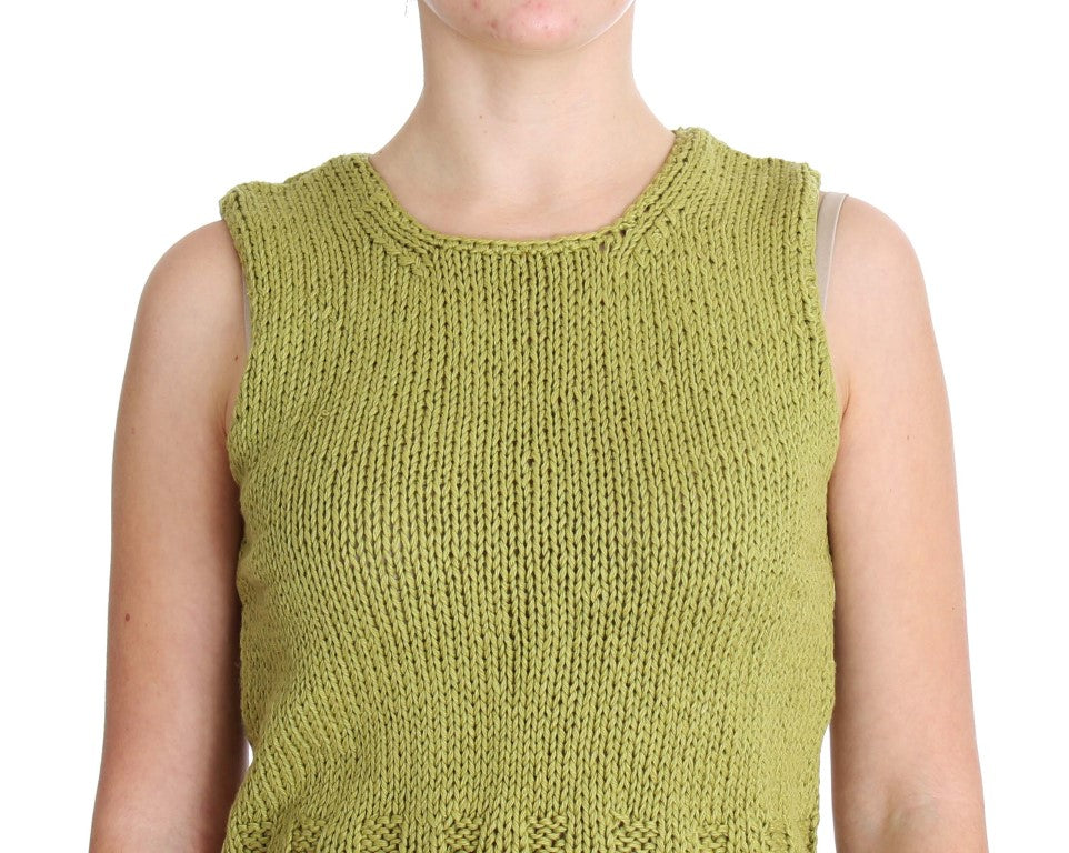 Pull sans manches en coton mélangé vert de PINK MEMORIES