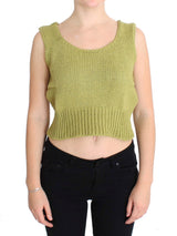 Pull sans manches en coton mélangé vert de PINK MEMORIES