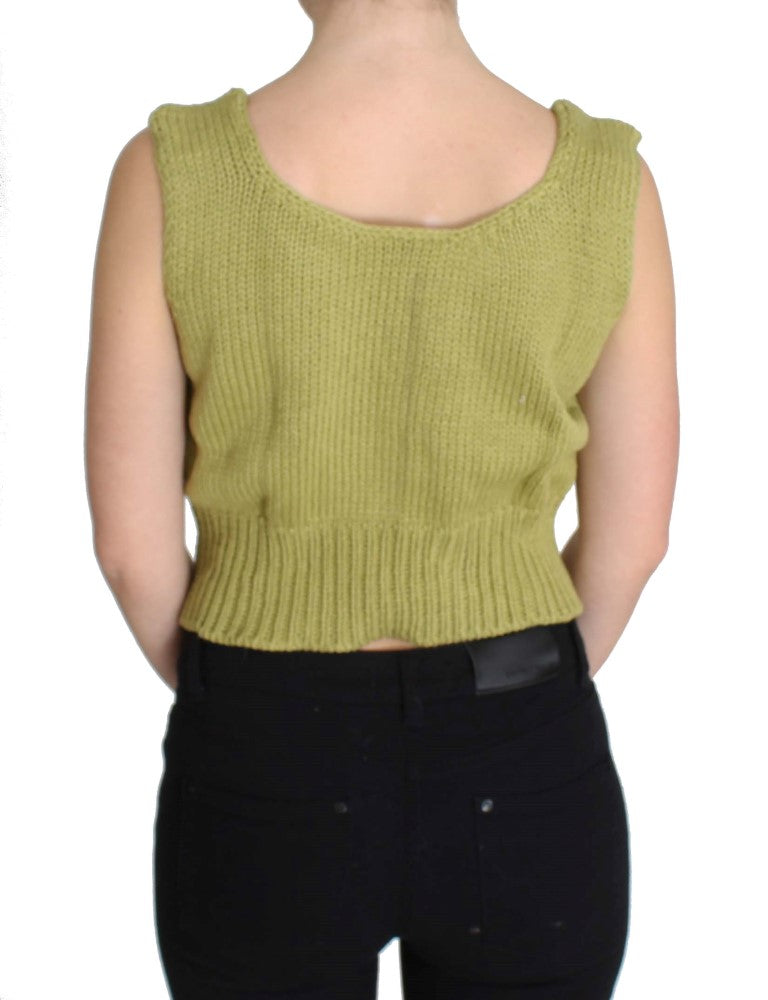 Pull sans manches en coton mélangé vert de PINK MEMORIES