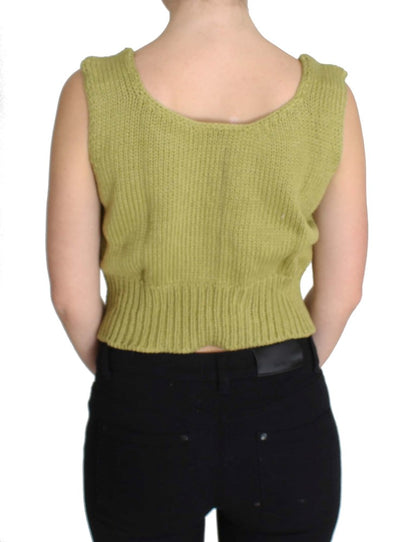 Pull sans manches en coton mélangé vert de PINK MEMORIES