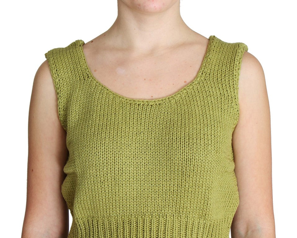 Pull sans manches en coton mélangé vert de PINK MEMORIES