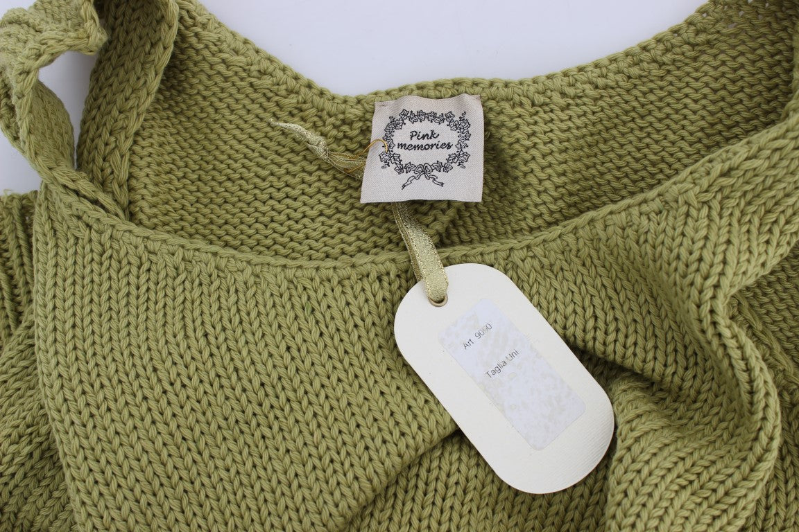 Pull sans manches en coton mélangé vert de PINK MEMORIES