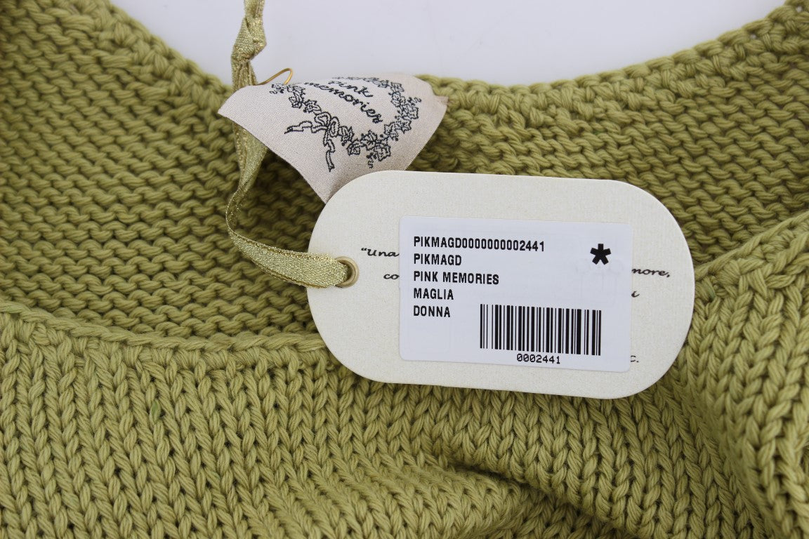 Pull sans manches en coton mélangé vert de PINK MEMORIES