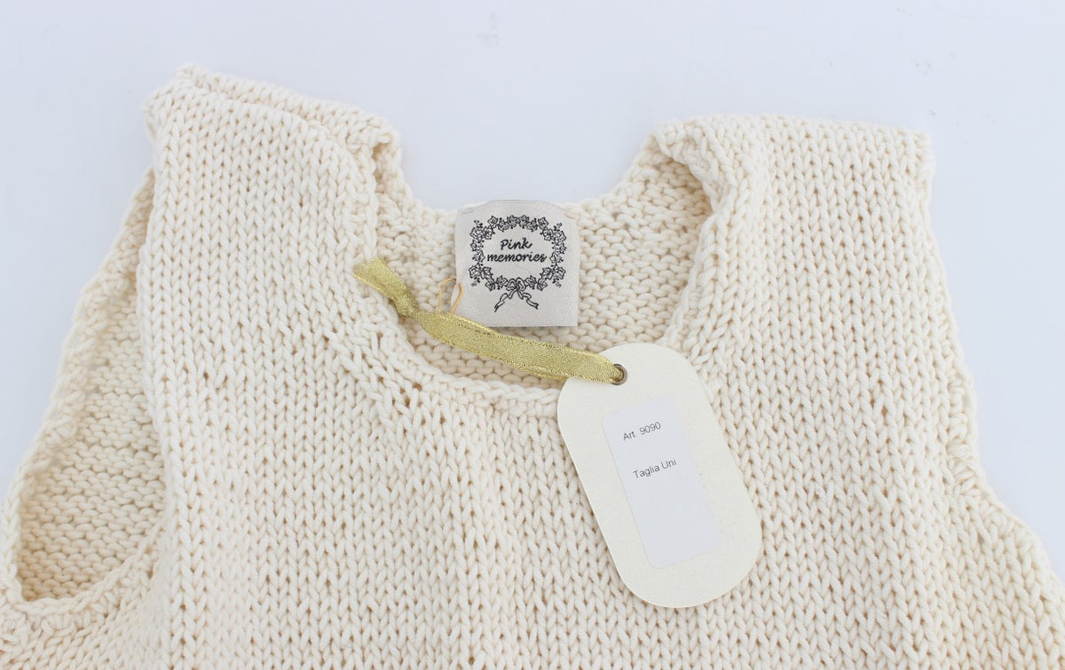 PINK MEMORIES Pull sans manches en coton mélangé beige, tricoté