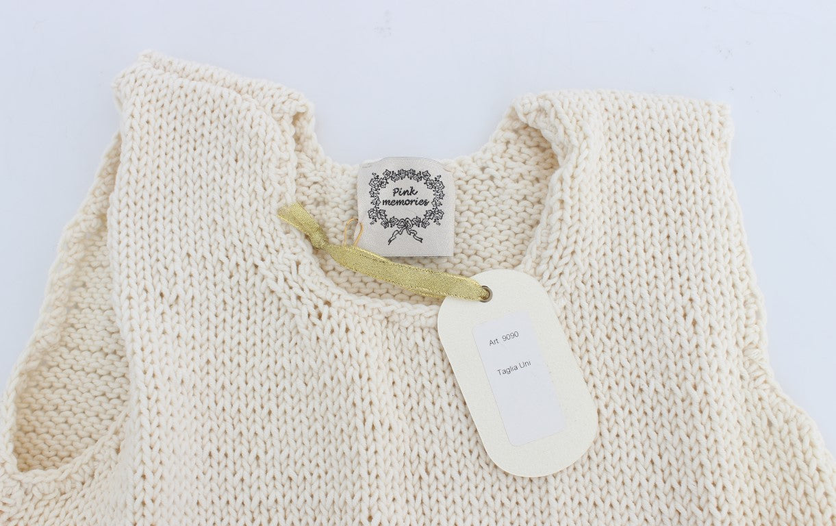 PINK MEMORIES Pull sans manches en coton mélangé beige, tricoté