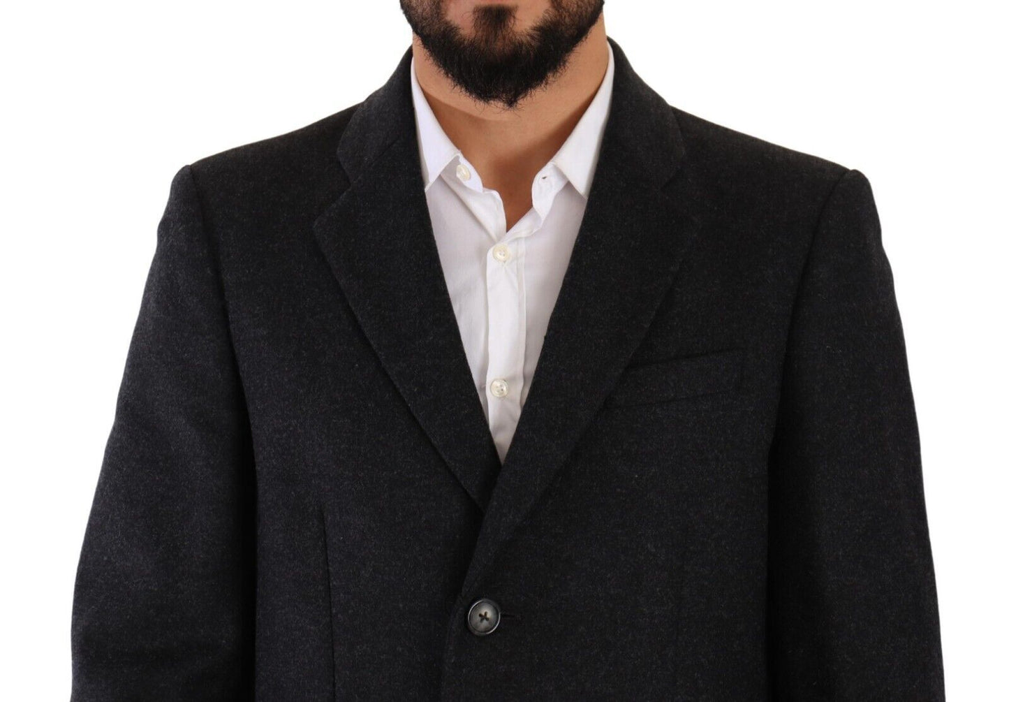 Manteau-trencher en laine grise foncé pour homme de Dolce & Gabbana