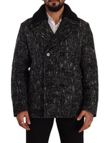 Manteau noir en laine à double boutonnage pour homme de Dolce & Gabbana
