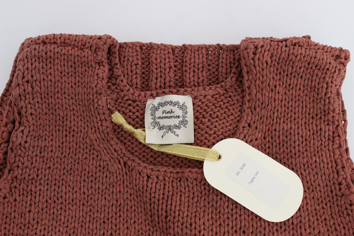 PINK MEMORIES Pull sans manches en coton rouge mélangé, tricoté