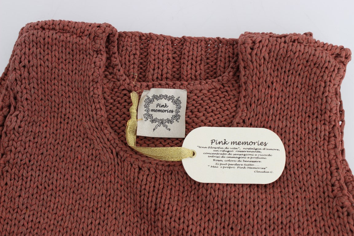 PINK MEMORIES Pull sans manches en coton rouge mélangé, tricoté