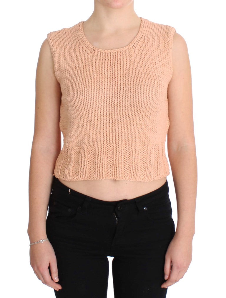 PINK MEMORIES Pull sans manches en coton mélangé rose, tricoté