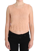 PINK MEMORIES Pull sans manches en coton mélangé rose, tricoté