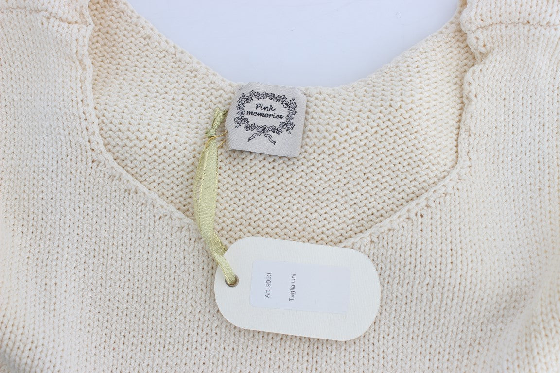 PINK MEMORIES Pull sans manches en coton mélangé beige, tricoté