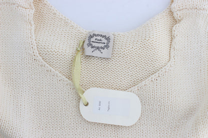 PINK MEMORIES Pull sans manches en coton mélangé beige, tricoté