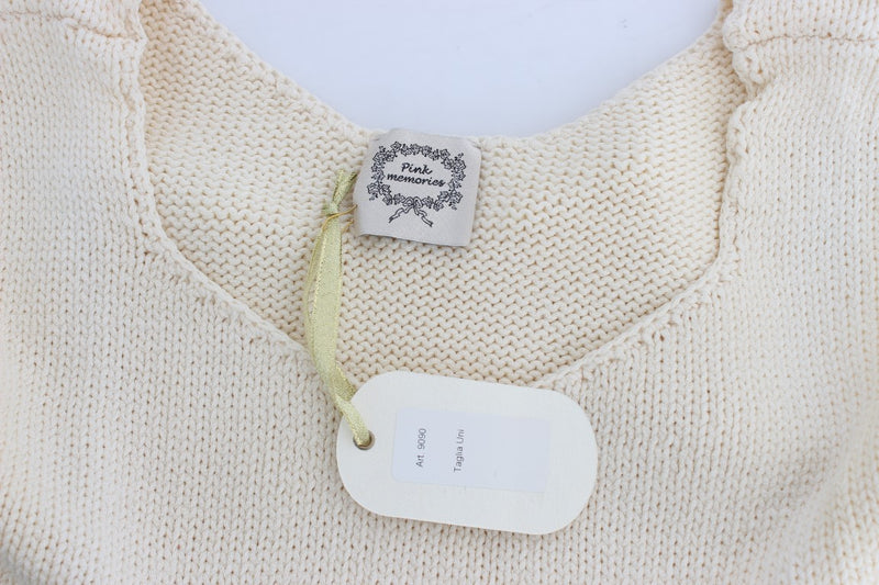 PINK MEMORIES Beige Cotton Blend Knitted Sleeveless Sweater