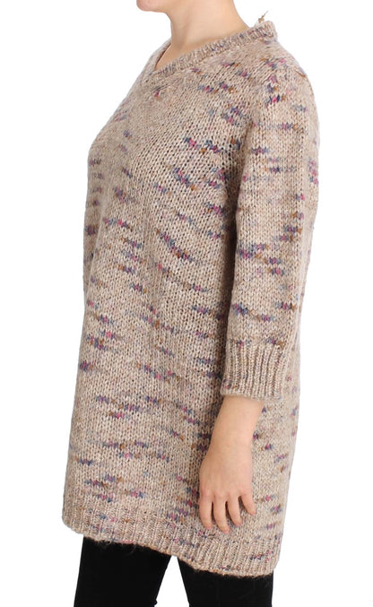 Pull oversize en tricot beige en mélange de laine PINK MEMORIES