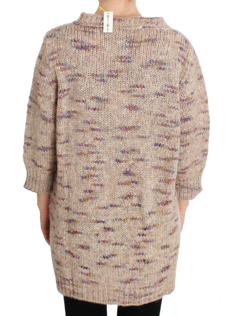 Pull oversize en tricot beige en mélange de laine PINK MEMORIES